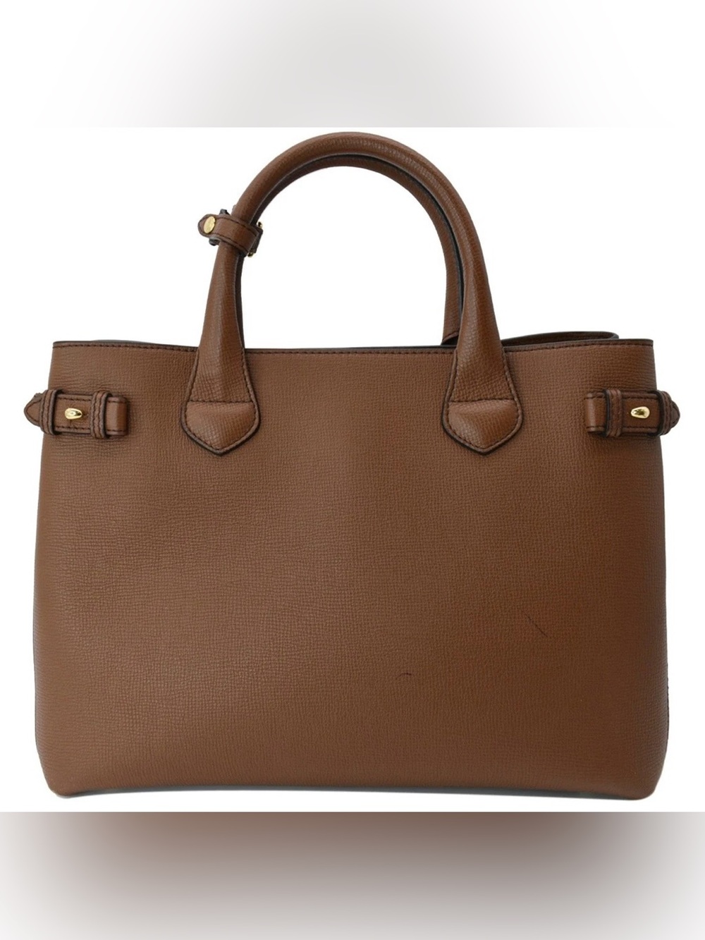 Burberry Medium Banner Tote Bag in Tan Grained Derby Leather - Picture 2 of 16
